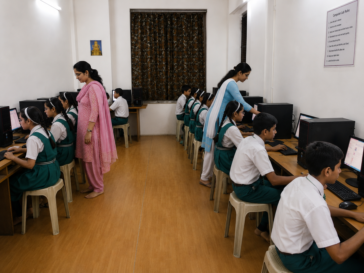 School students taking a MiindKraft aptitude assessment